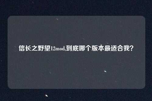 信长之野望12mod,到底哪个版本最适合我？