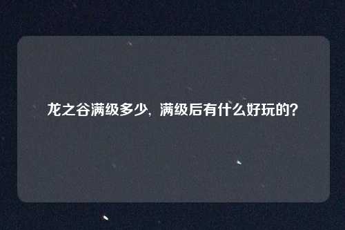 龙之谷满级多少,  满级后有什么好玩的？
