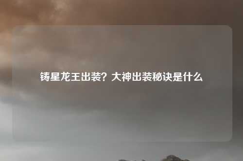 铸星龙王出装？大神出装秘诀是什么