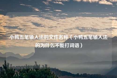 小鸭五笔输入法的文件名称（小鸭五笔输入法的为什么不能打词语）