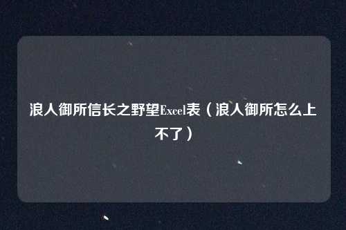 浪人御所信长之野望Excel表（浪人御所怎么上不了）
