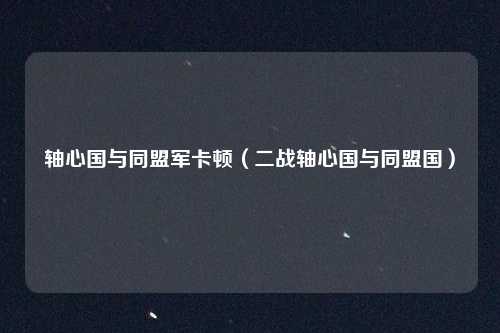 轴心国与同盟军卡顿(二战轴心国与同盟国)