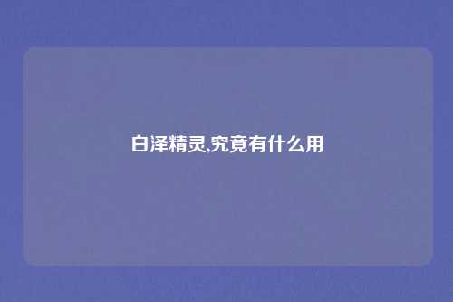 白泽精灵,究竟有什么用