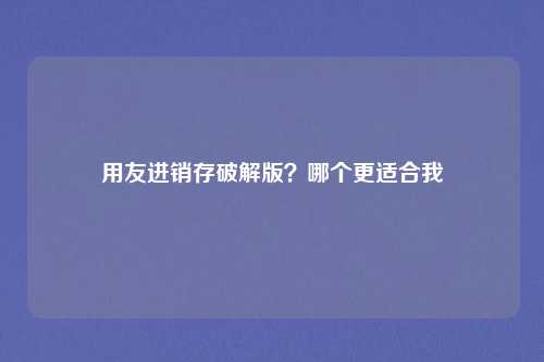 用友进销存破解版?哪个更适合我
