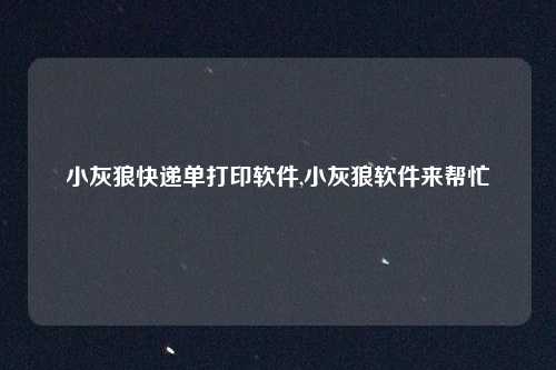 小灰狼快递单打印软件,小灰狼软件来帮忙