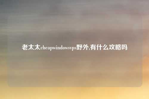 老太太cheapwindowsvps野外,有什么攻略吗