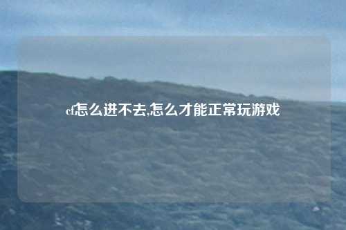 cf怎么进不去,怎么才能正常玩游戏