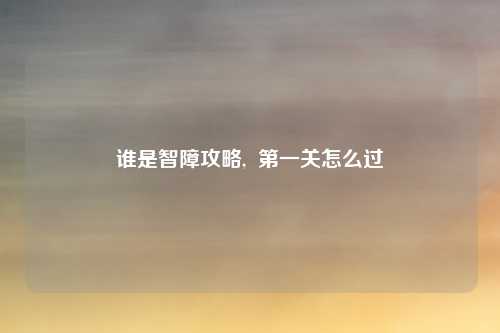 谁是智障攻略,  第一关怎么过