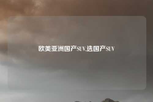 欧美亚洲国产SUV,选国产SUV