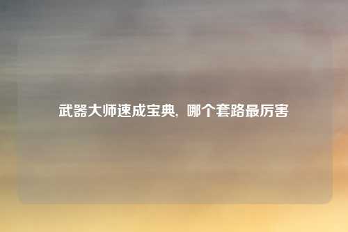 武器大师速成宝典,  哪个套路最厉害