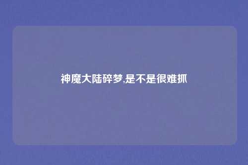 神魔大陆碎梦,是不是很难抓