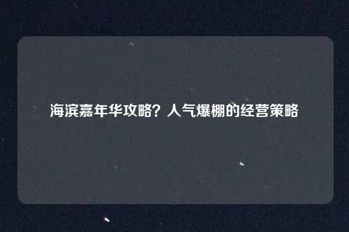 海滨嘉年华攻略？人气爆棚的经营策略