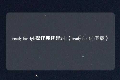 ready for 4gb操作完还是2gb（ready for 4gb下载）