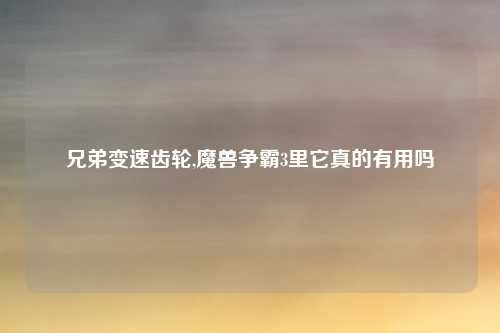 兄弟变速齿轮,魔兽争霸3里它真的有用吗