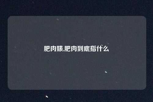 肥肉婊,肥肉到底指什么