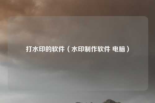 打水印的软件（水印制作软件 电脑）