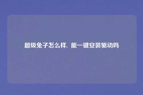 超级兔子怎么样,  能一键安装驱动吗