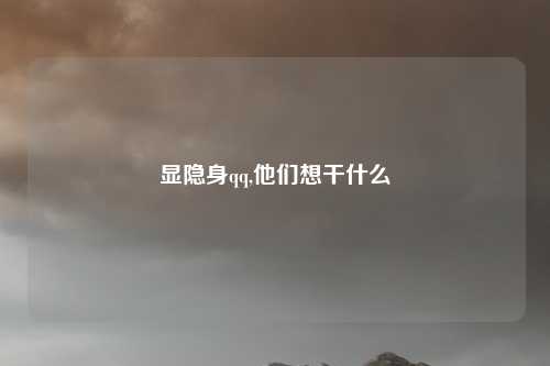 显隐身qq,他们想干什么