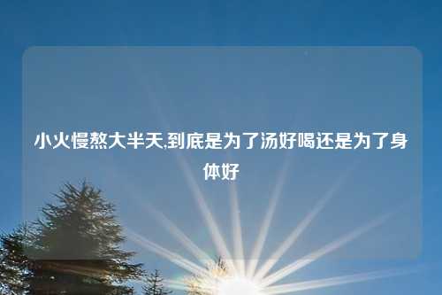 小火慢熬大半天,到底是为了汤好喝还是为了身体好