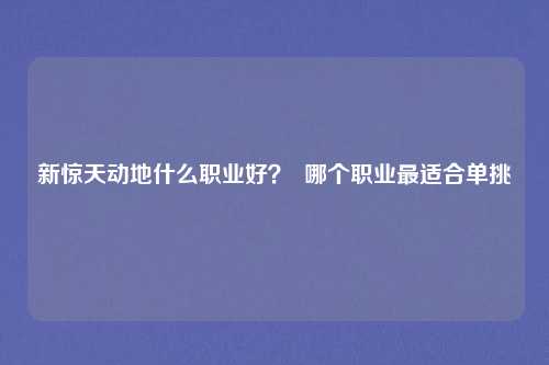 新惊天动地什么职业好？  哪个职业最适合单挑
