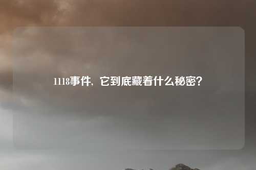 1118事件,  它到底藏着什么秘密？