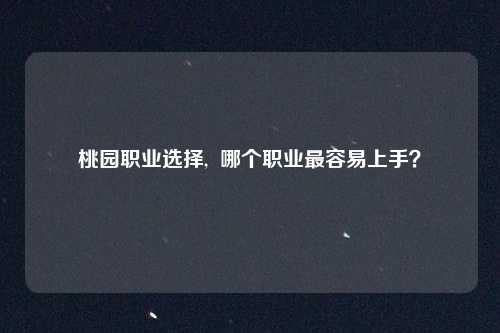 桃园职业选择,  哪个职业最容易上手？