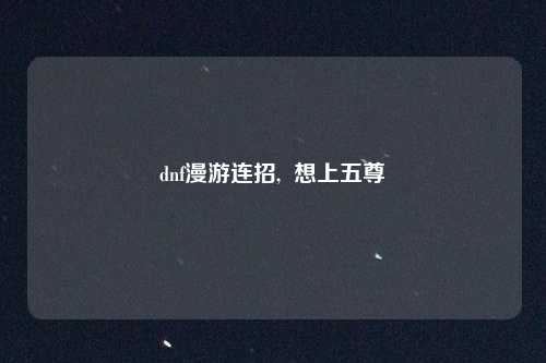 dnf漫游连招,  想上五尊