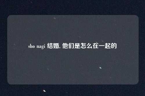 sho nagi 结婚, 他们是怎么在一起的