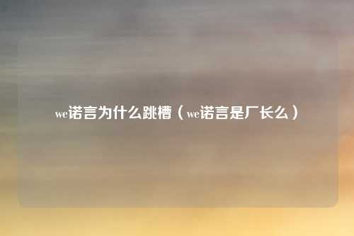 we诺言为什么跳槽（we诺言是厂长么）