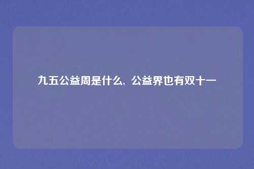 九五公益周是什么,  公益界也有双十一