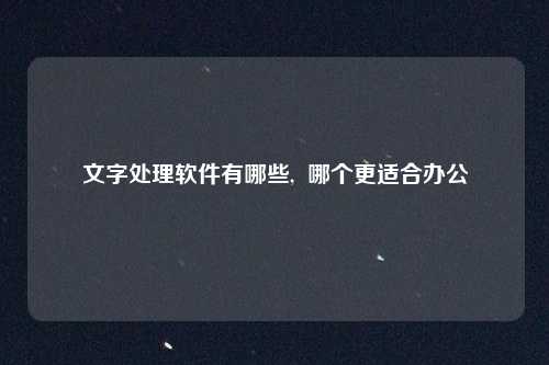 文字处理软件有哪些,  哪个更适合办公