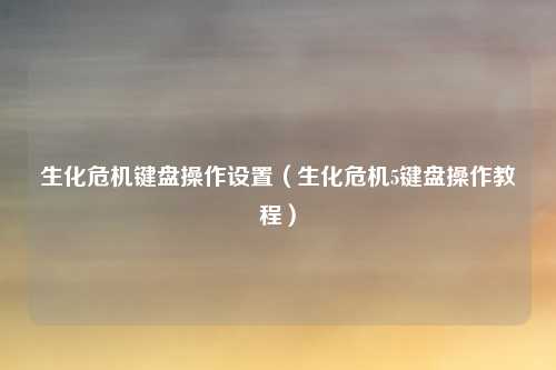 生化危机键盘操作设置(生化危机5键盘操作教程)