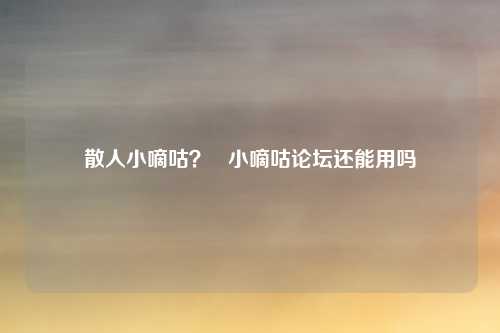 散人小嘀咕？   小嘀咕论坛还能用吗
