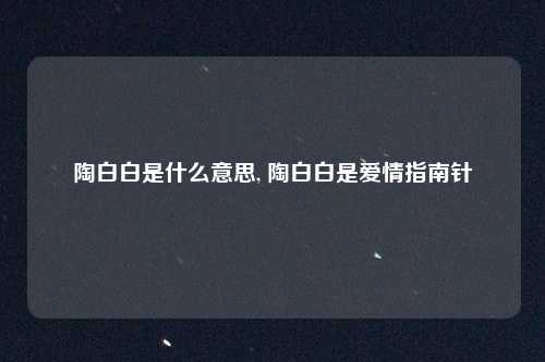 陶白白是什么意思, 陶白白是爱情指南针