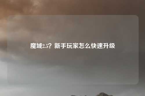 魔域2.5？新手玩家怎么快速升级