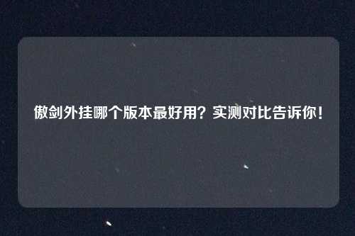 傲剑外挂哪个版本最好用？实测对比告诉你！