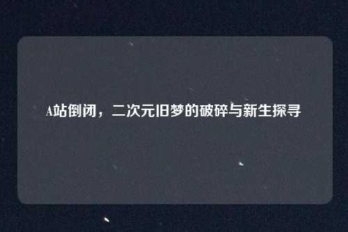 A站倒闭，二次元旧梦的破碎与新生探寻