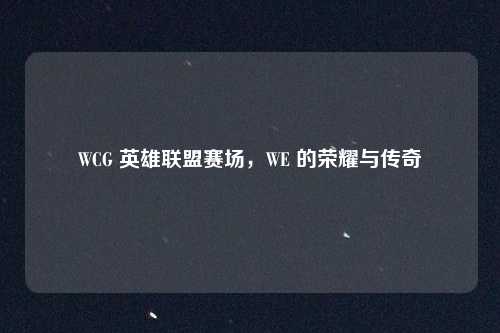 WCG 英雄联盟赛场，WE 的荣耀与传奇