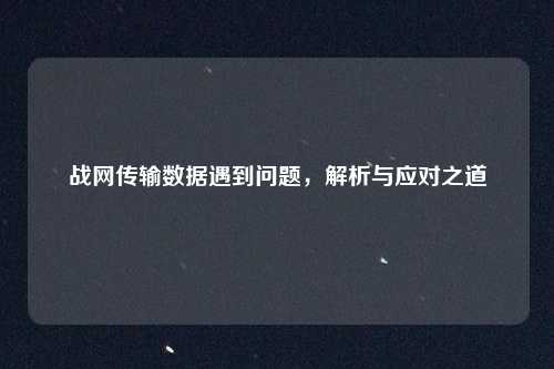 战网传输数据遇到问题,解析与应对之道