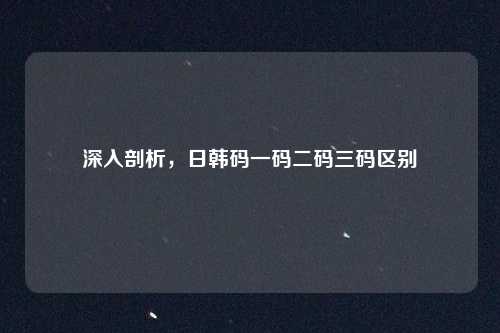 深入剖析，日韩码一码二码三码区别