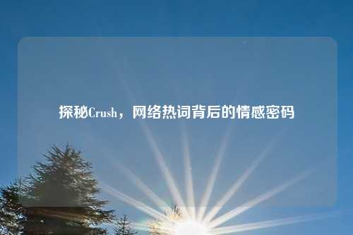 探秘Crush,网络热词背后的情感密码