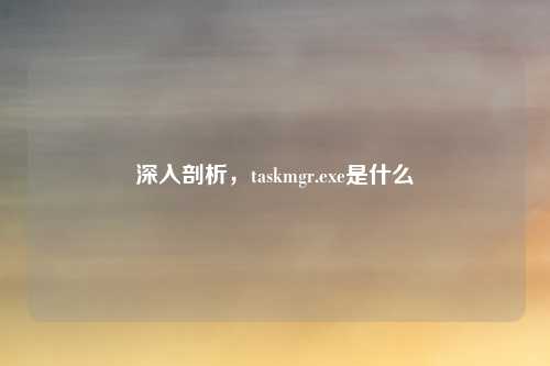 深入剖析，taskmgr.exe是什么