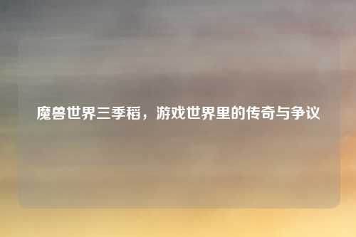 魔兽世界三季稻,游戏世界里的传奇与争议