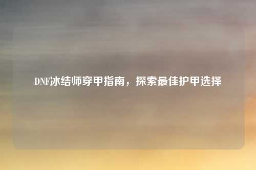 DNF冰结师穿甲指南，探索最佳护甲选择