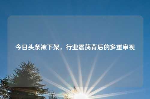 今日头条被下架，行业震荡背后的多重审视