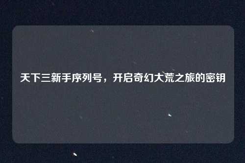 天下三新手序列号，开启奇幻大荒之旅的密钥