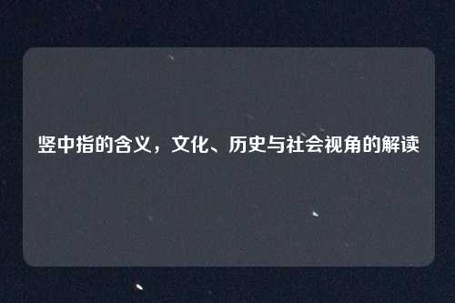 竖中指的含义,文化、历史与社会视角的解读