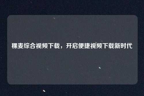 稞麦综合视频下载,开启便捷视频下载新时代