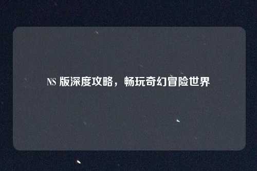 NS 版深度攻略，畅玩奇幻冒险世界