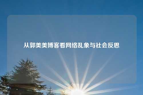 从郭美美博客看网络乱象与社会反思